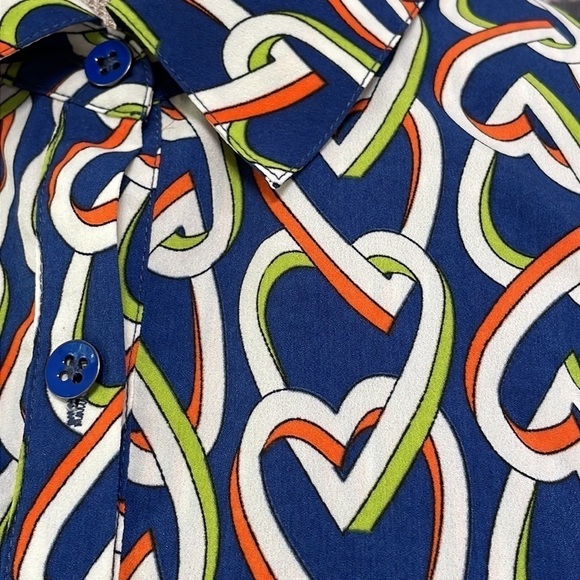 CAbi Midi Amour Dress Collar Buttons Heart Link Blue Size Small S - Picture 15 of 15